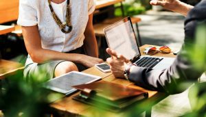 Business coach with laptop