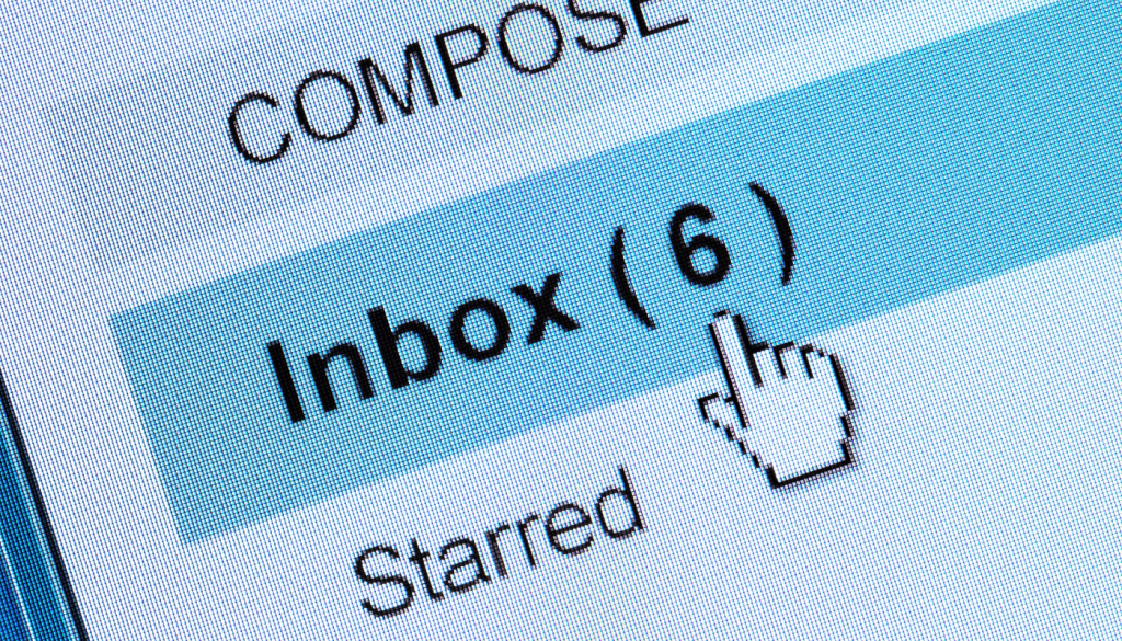 An inbox showing 6 emails