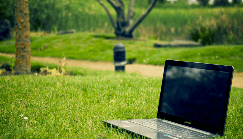 Laptop on the grass